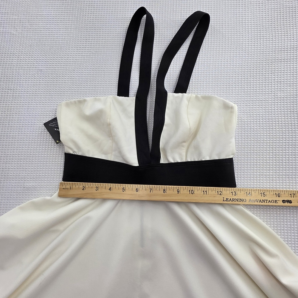Coquette Black White Mini Dress Women’s M Contrast Strap Cocktail Party Clubwear - Picture 5 of 9